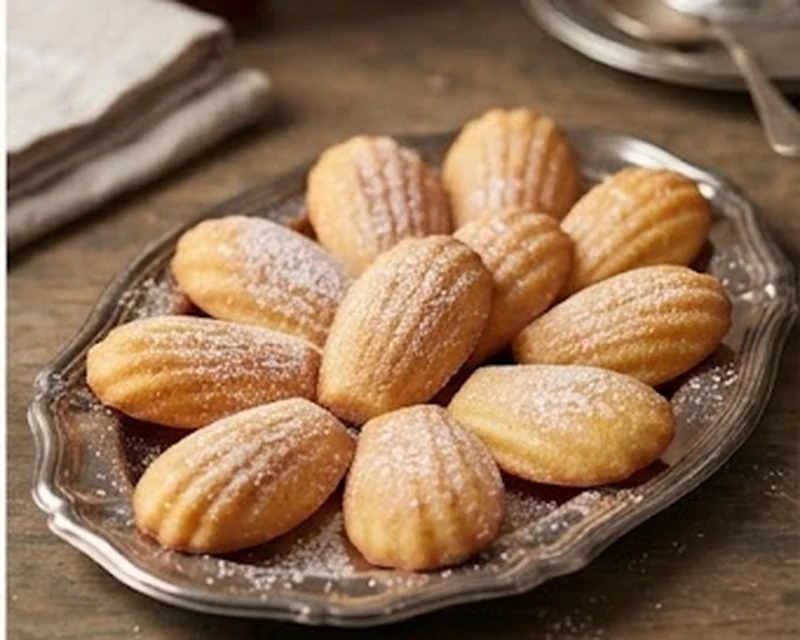 Madeleines de Commercy dorées en forme de coquillage