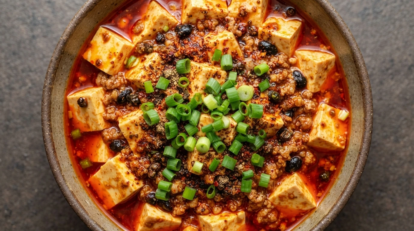 Mapo tofu au bœuf, miso et poivre de Sichuan