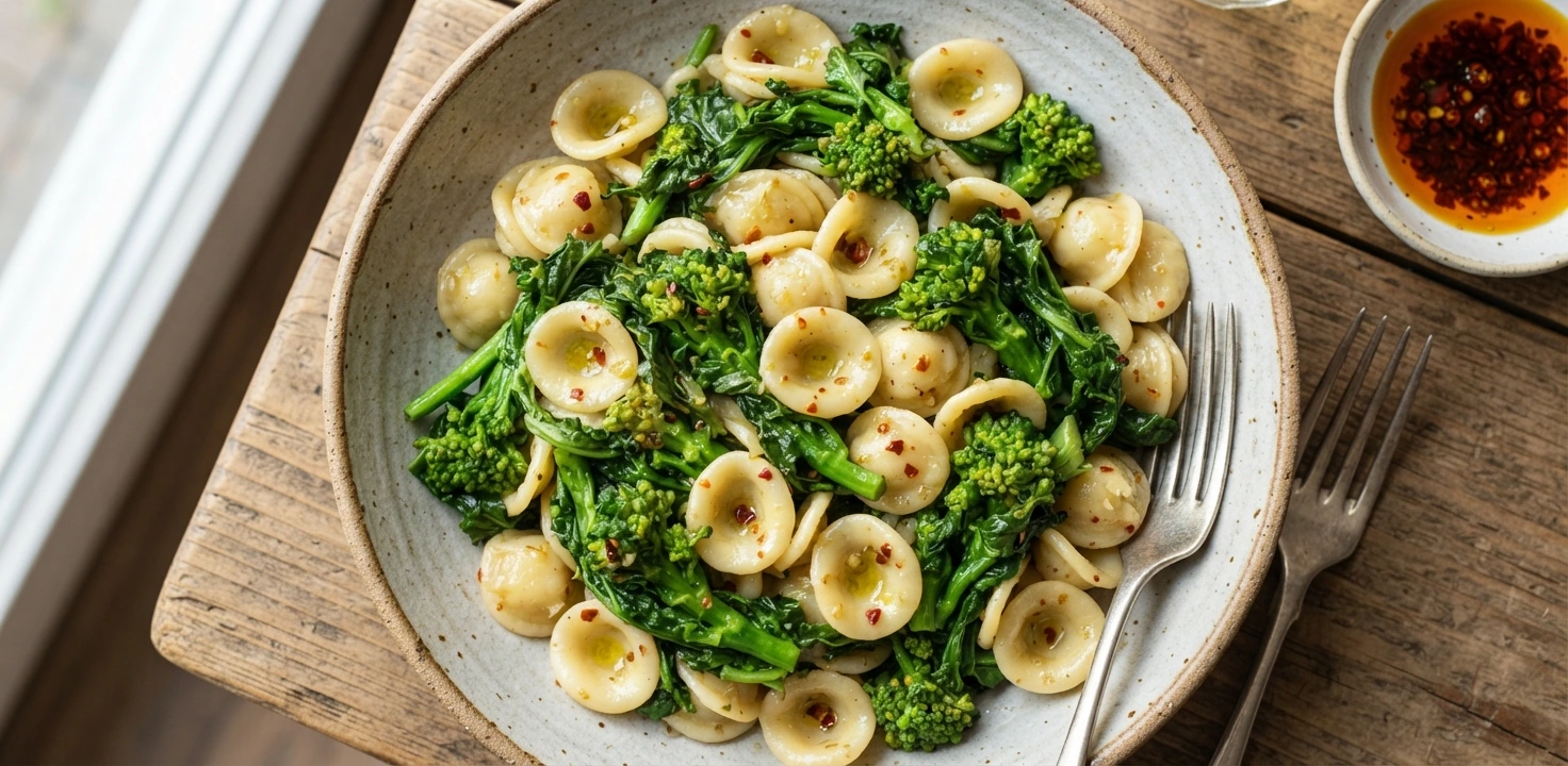 Pâtes italiennes aux pousses de navet