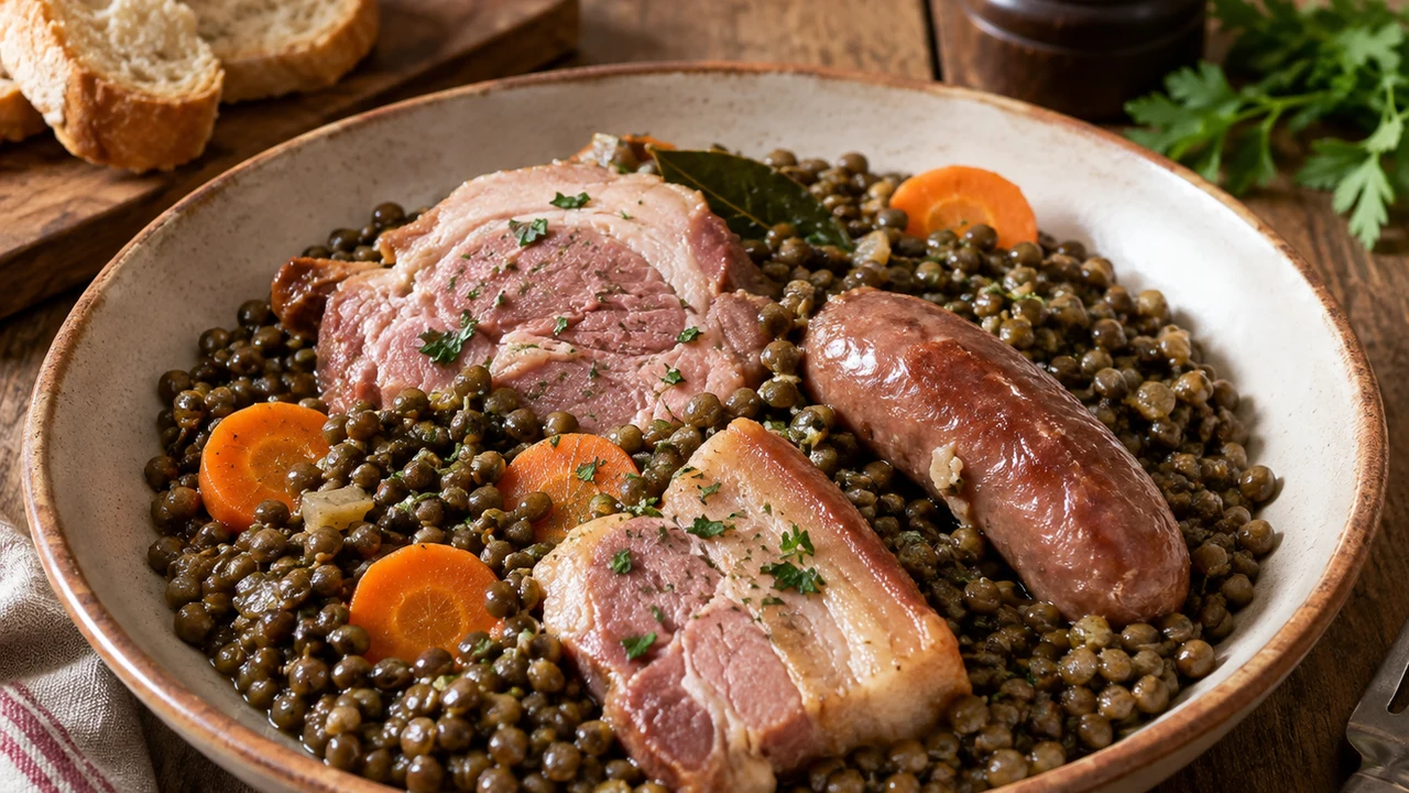 Petit salé aux lentilles — photographie du plat