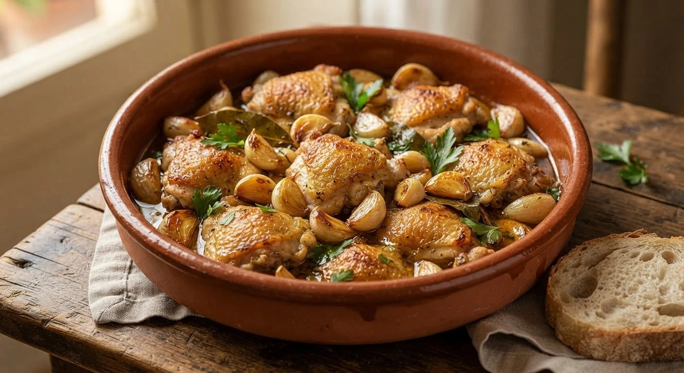 Poulet espagnol à l’ail — photographie du plat