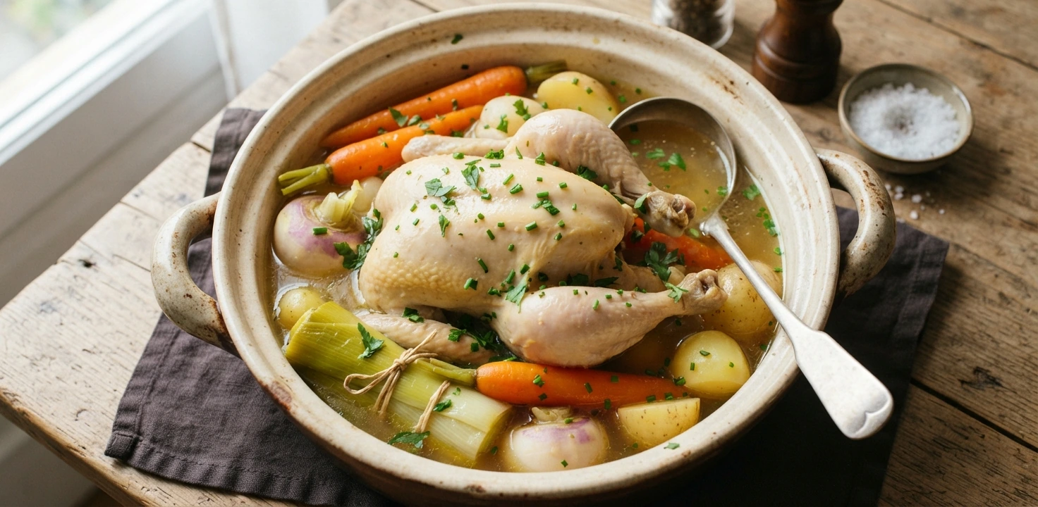 Poule au pot aux légumes et dijonnaise froide