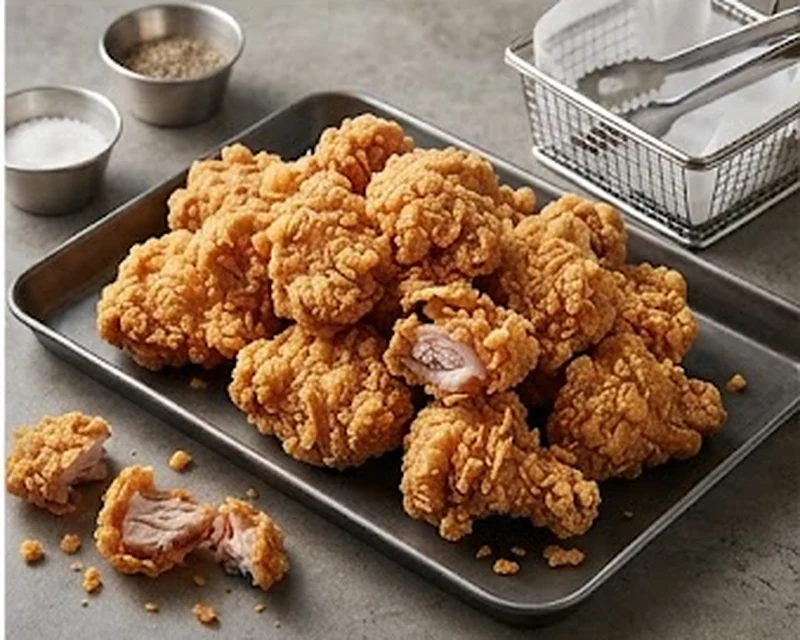 Morceaux de poulet frit coréen doré et croustillant