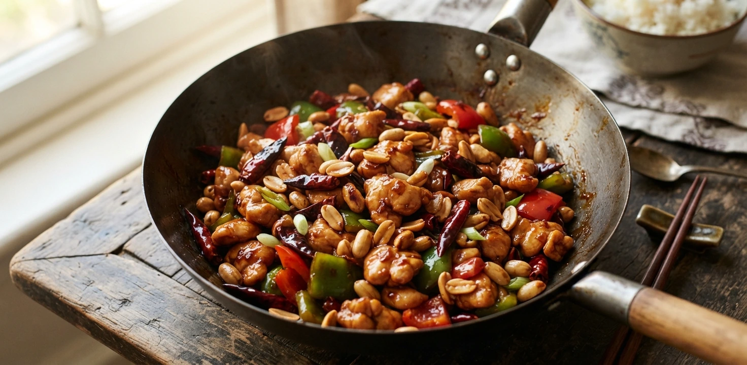 Poulet kung pao aux cacahuètes et au Sichuan