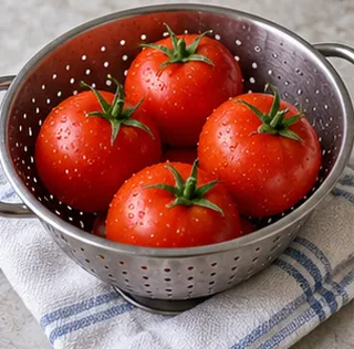 Laver et sécher les tomates : préparation de salade de tomates au basilic