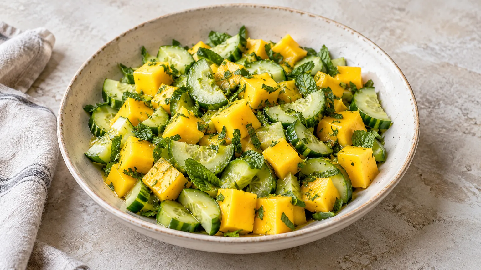 Salade de concombre à la mangue