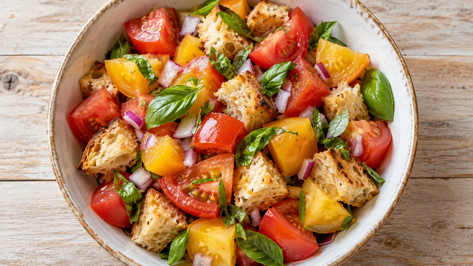Salade de tomates au pain grillé