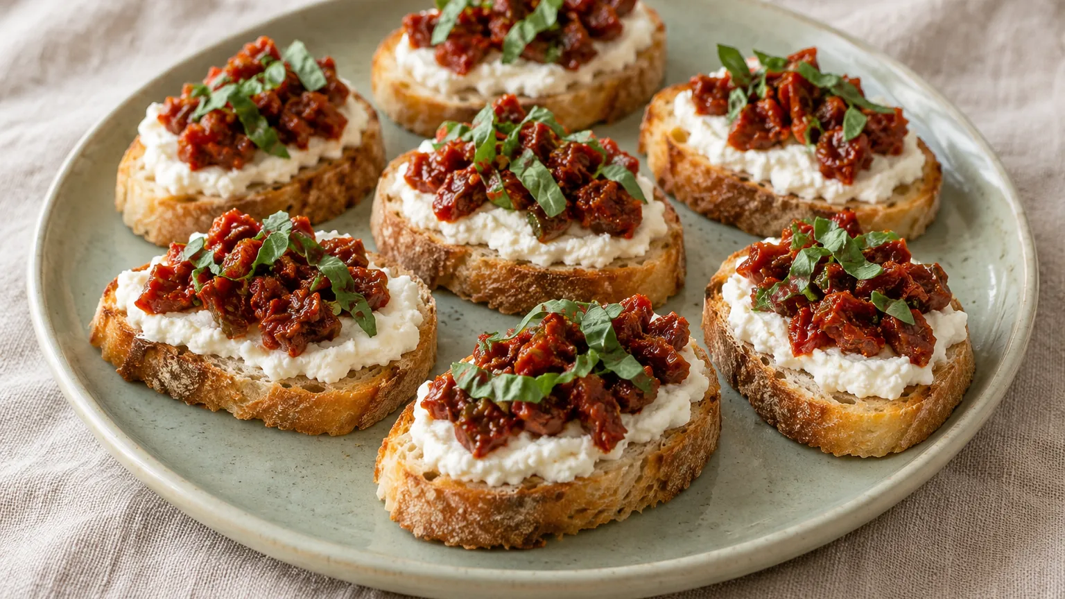 Toast de ricotta aux tomates séchées