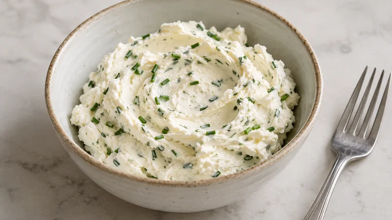 Fromage de chèvre frais travaillé avec la ciboulette