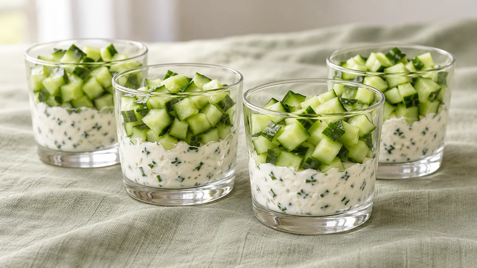 Verrines de concombre au fromage frais