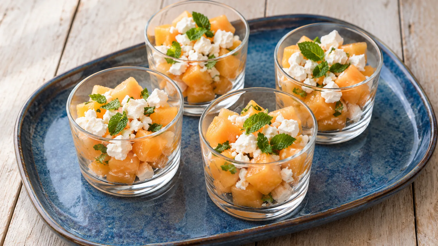 Verrines de melon à la feta