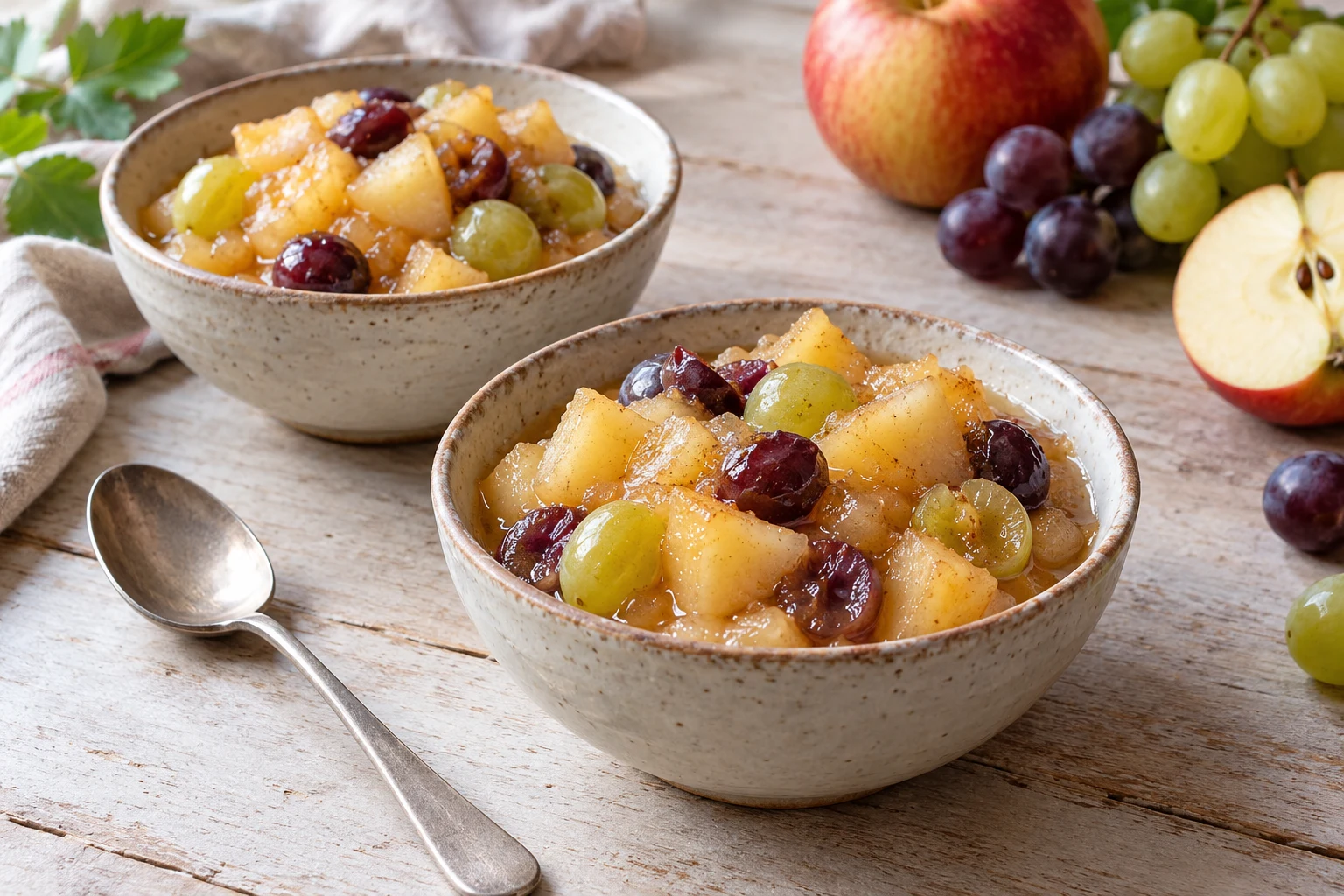 Compote de pommes et raisin frais