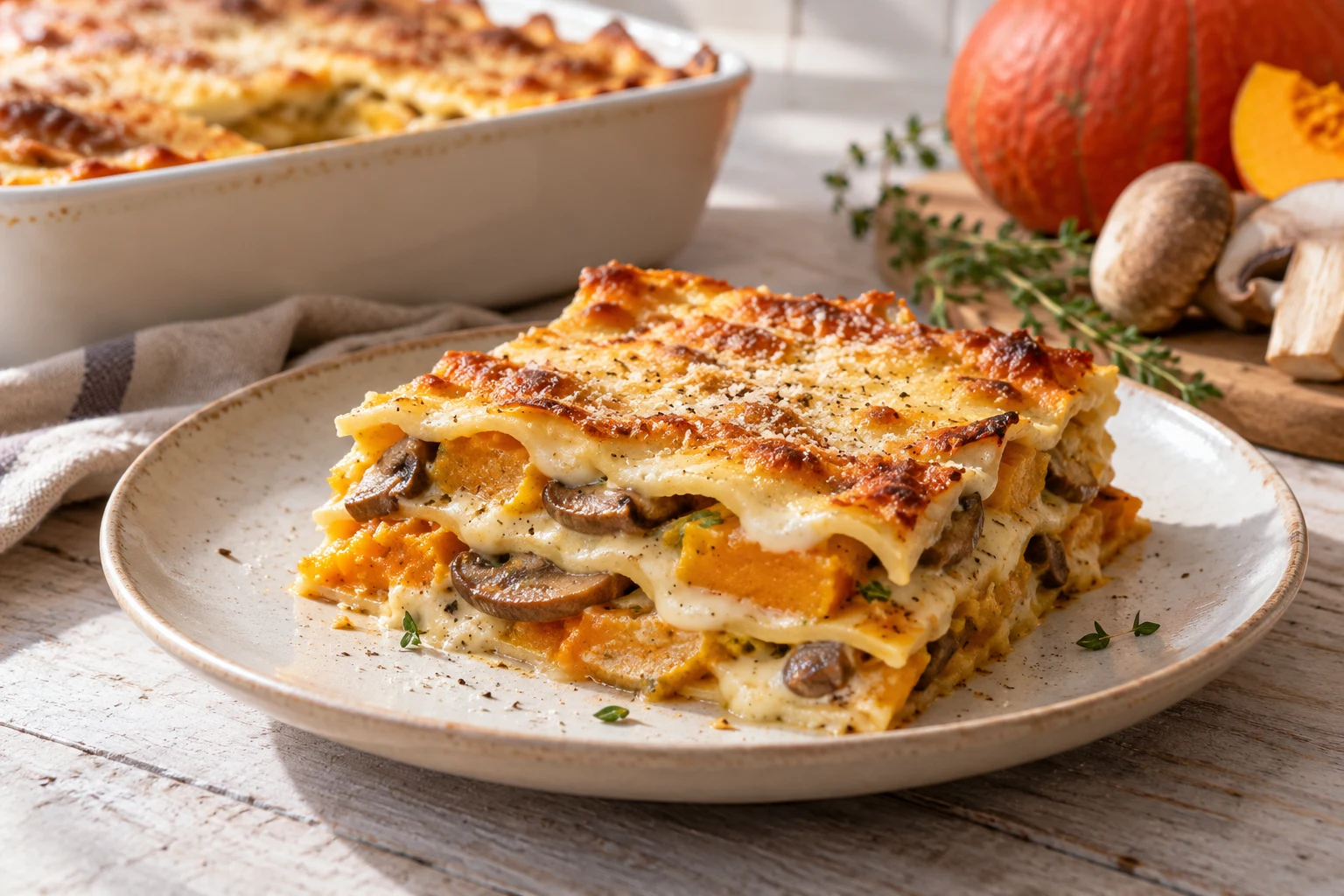 Lasagnes au potimarron et aux cèpes