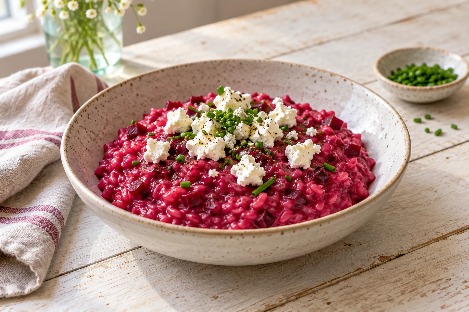 Risotto à la betterave et au chèvre frais