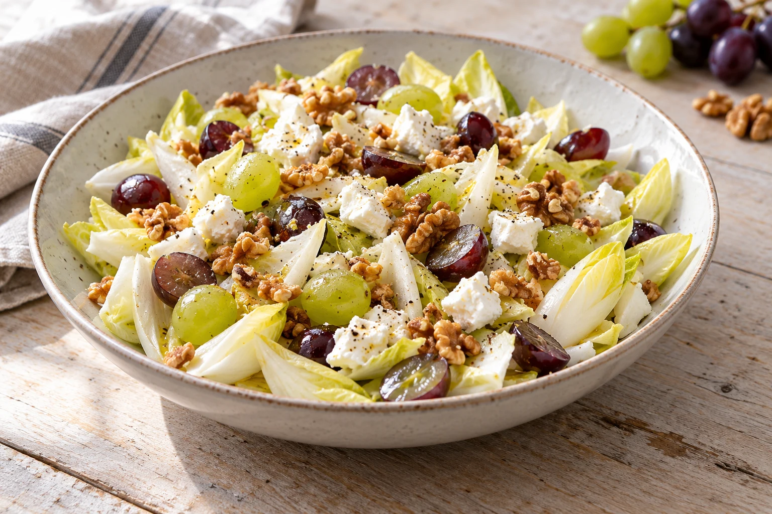 Salade d’endives, raisin frais et noix