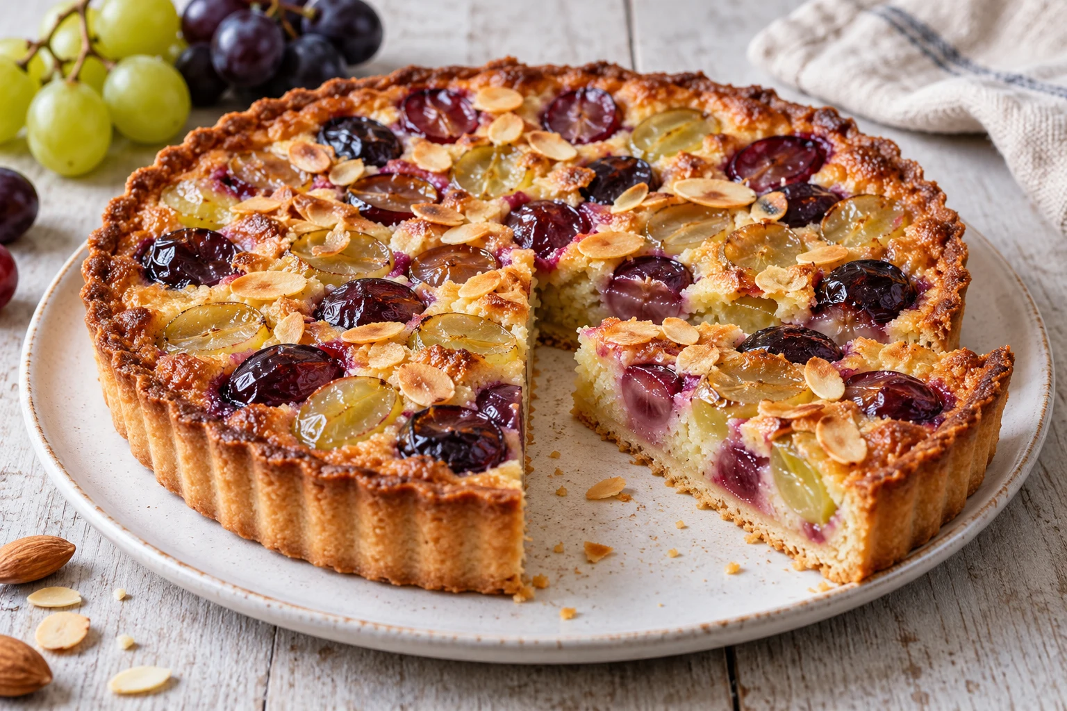 Tarte amandine au raisin frais