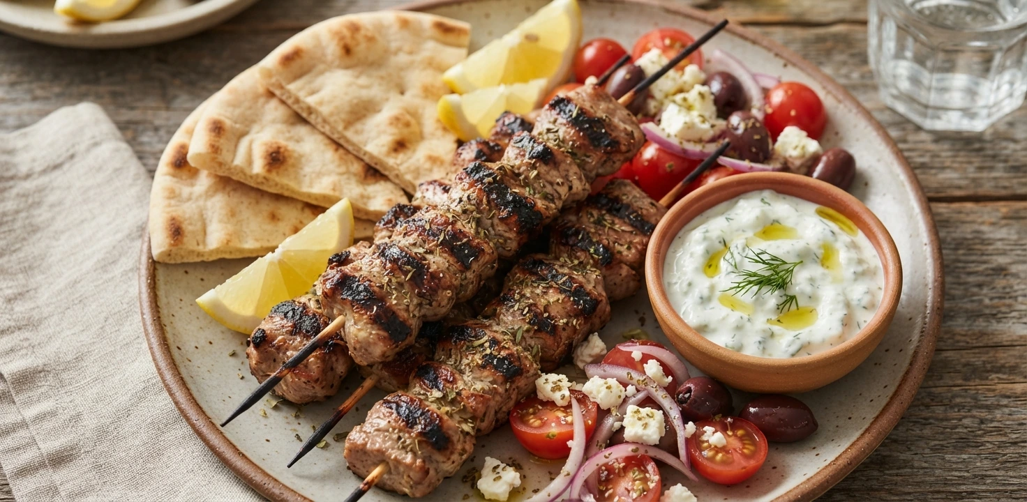 Brochettes grecques de porc