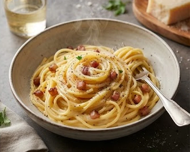 Spaghetti carbonara — photographie du plat