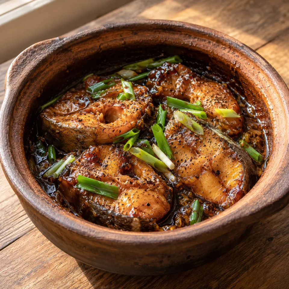 Poisson braisé au caramel et au poivre