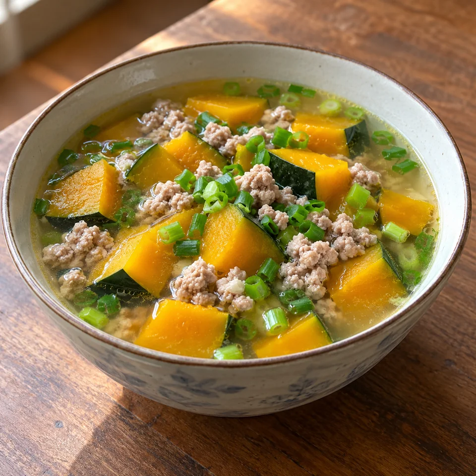 Soupe de courge kabocha au porc