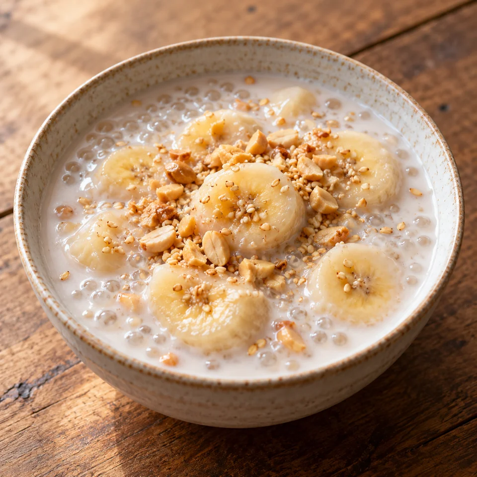 Bananes au lait de coco et aux perles de tapioca