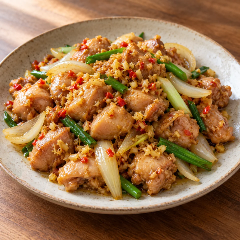 Poulet sauté à la citronnelle et au piment