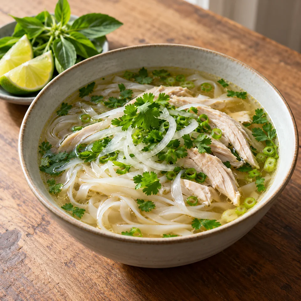 Phở au poulet et aux herbes fraîches