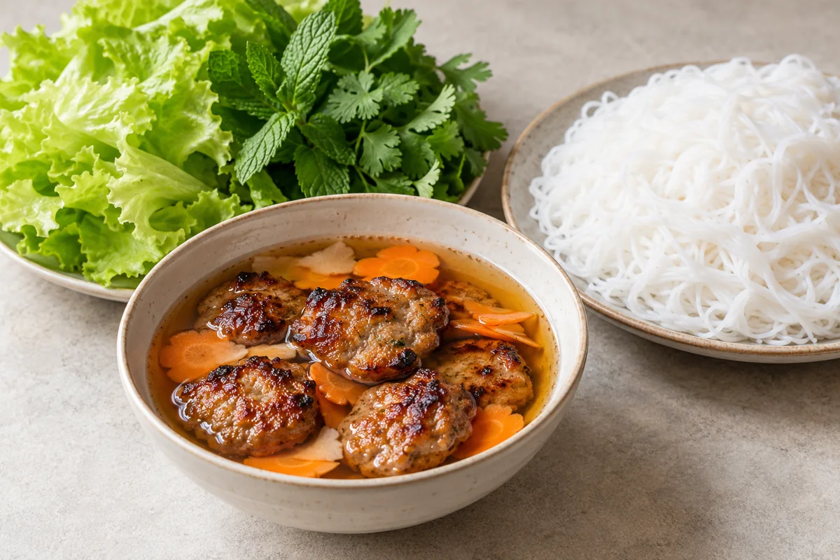 Bún chả : galettes de porc grillées et vermicelles