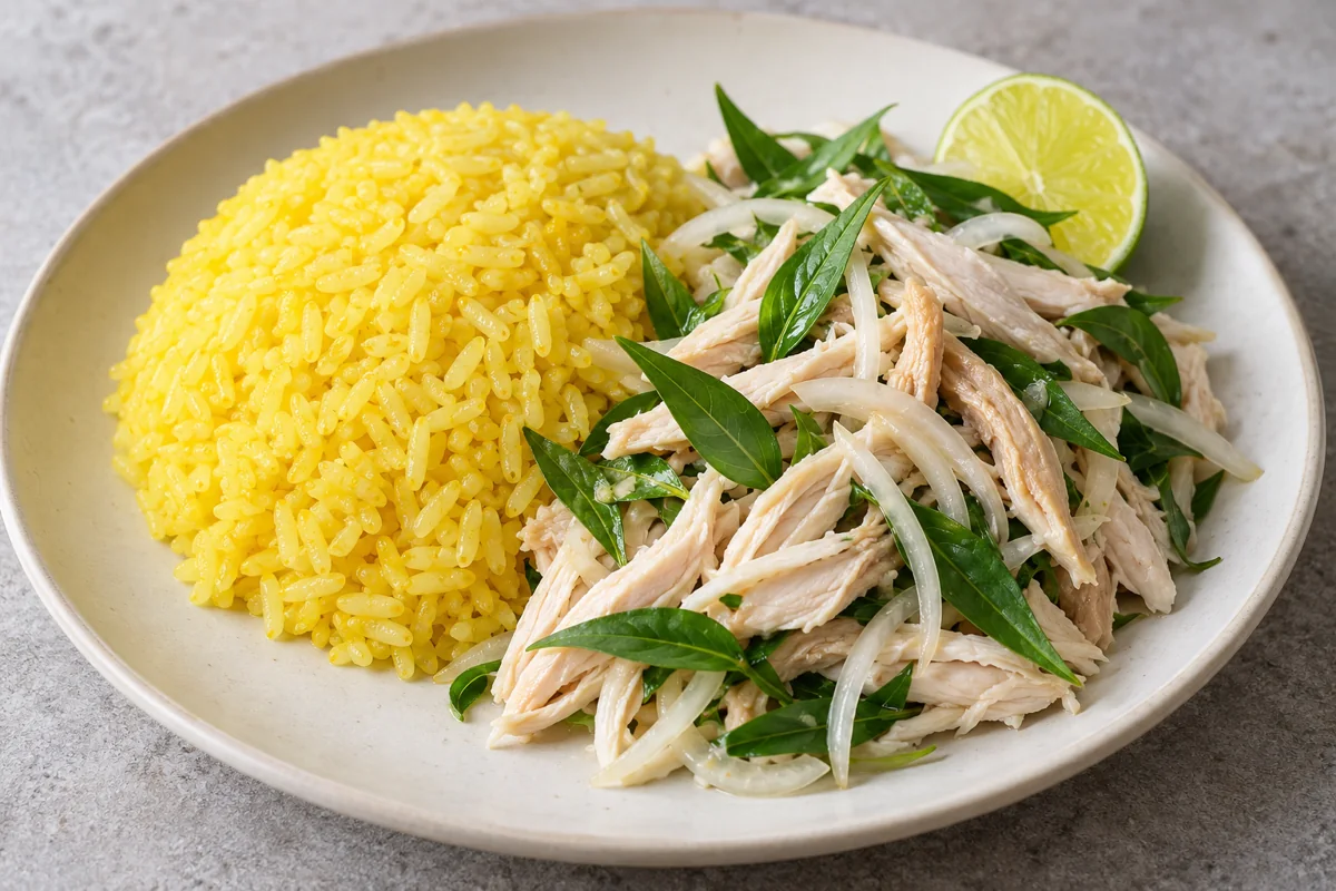 Riz au poulet et au curcuma de Hội An