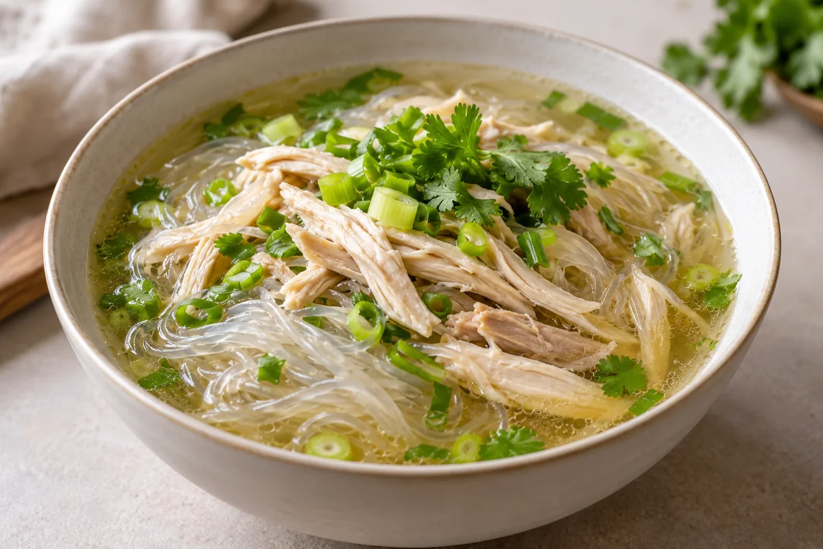 Soupe de poulet aux vermicelles transparents