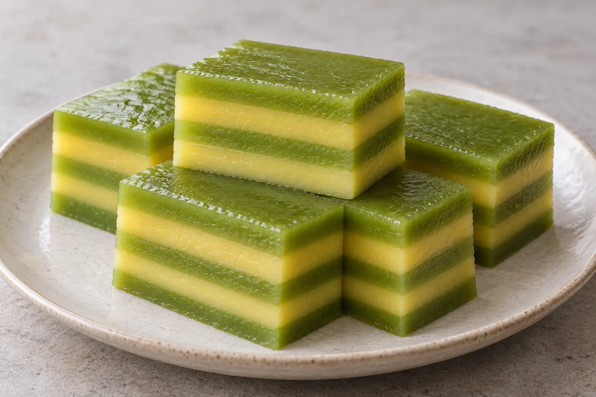 Gâteau vapeur au pandan et aux haricots mungo