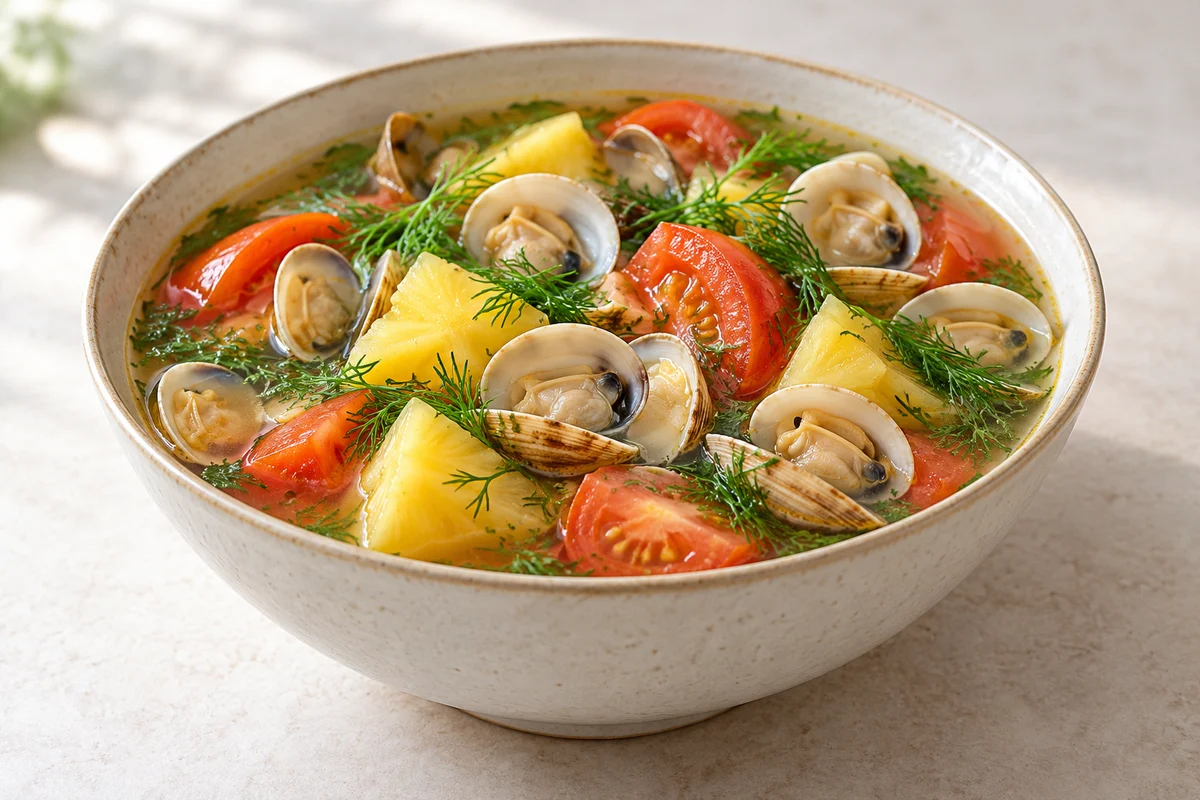 Soupe acidulée de palourdes à l’ananas