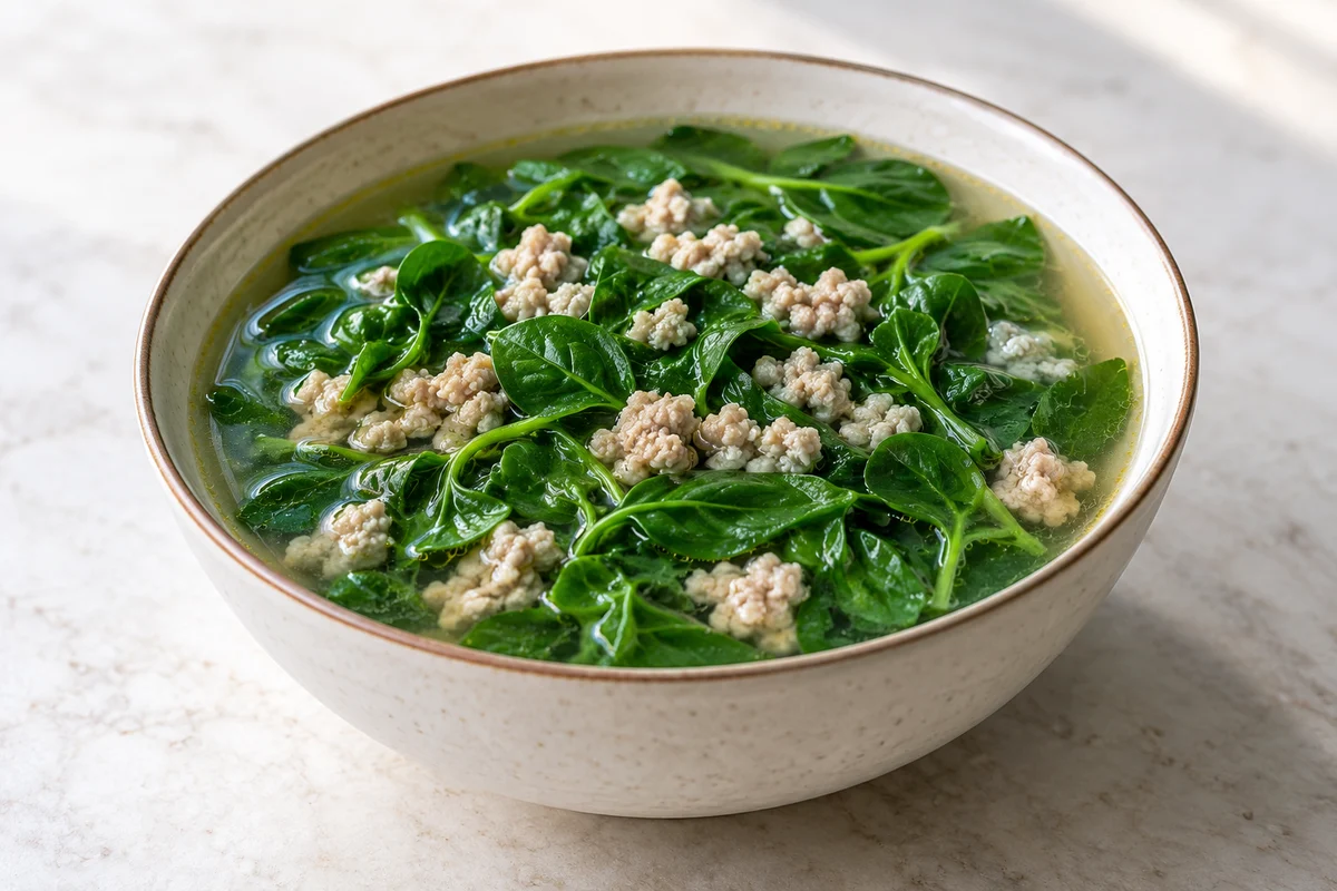Soupe de rau ngót au porc haché