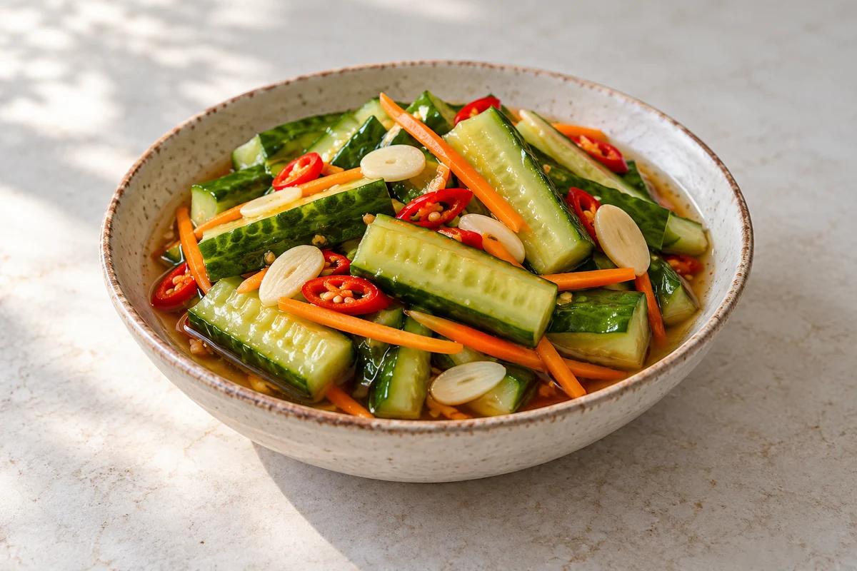 Concombres marinés à la sauce de poisson
