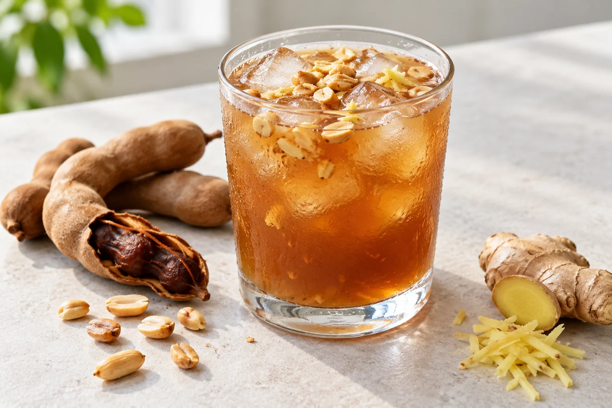 Boisson glacée au tamarin et au gingembre