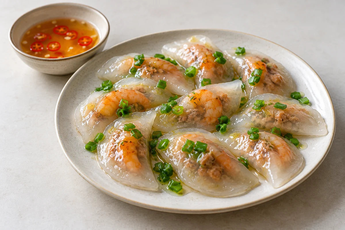 Raviolis translucides aux crevettes et au porc