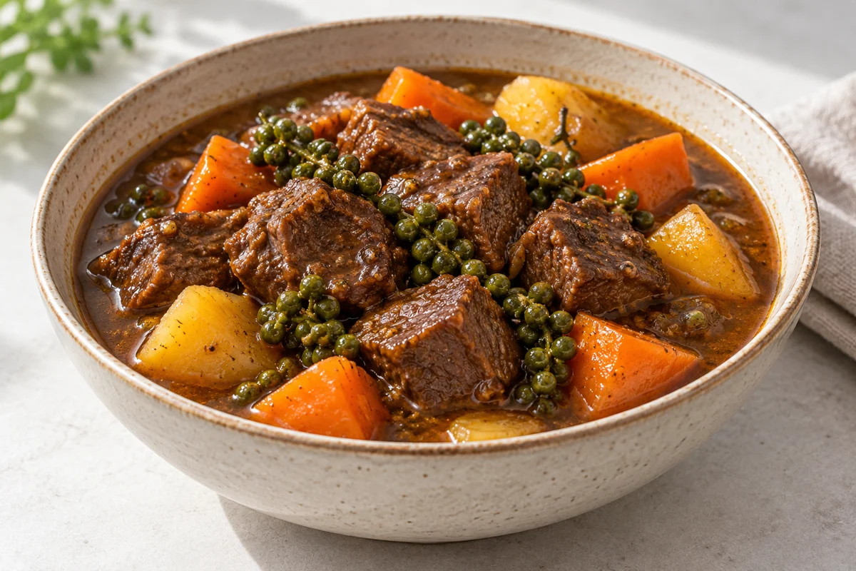 Bœuf mijoté au poivre vert