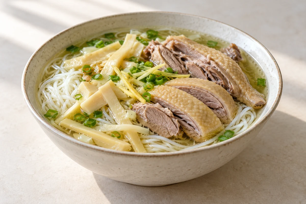 Soupe de vermicelles au canard et au bambou