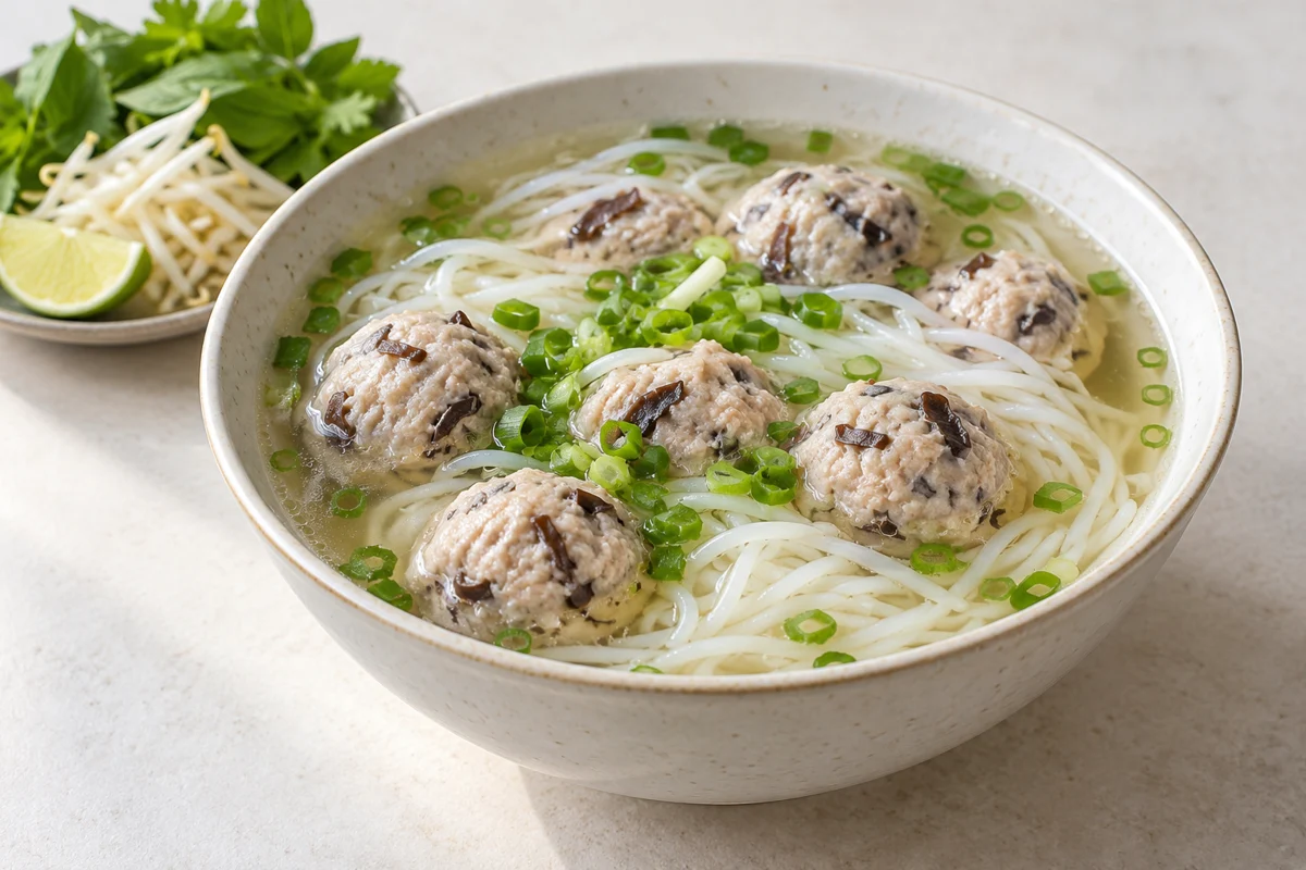 Soupe de vermicelles aux boulettes de porc