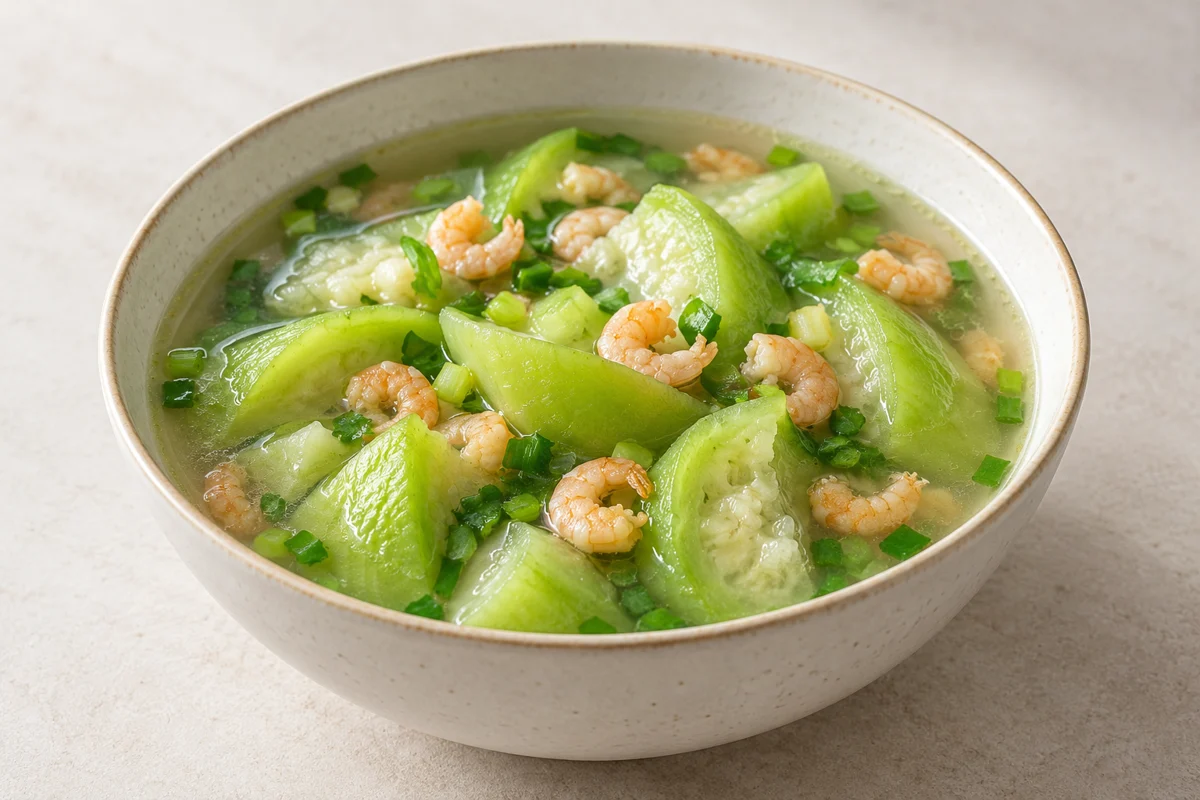 Soupe de luffa aux crevettes séchées