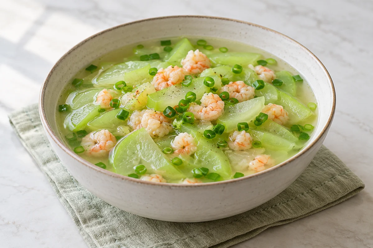 Soupe de chayotte aux crevettes