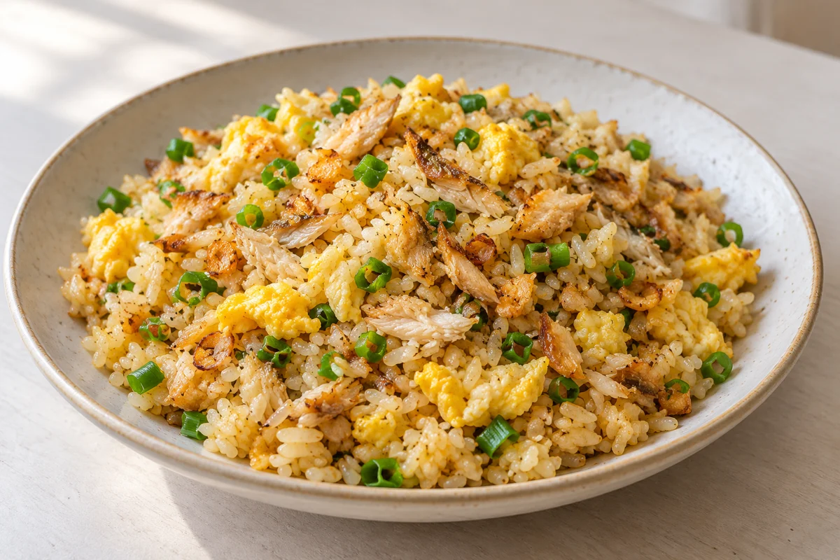 Riz sauté au poisson salé