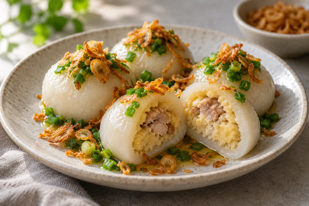 Boulettes de riz gluant au porc et au haricot mungo