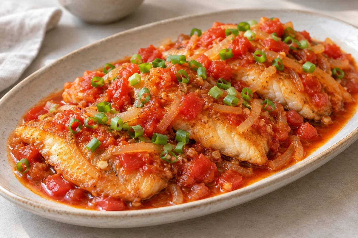 Poisson doré à la sauce tomate fraîche