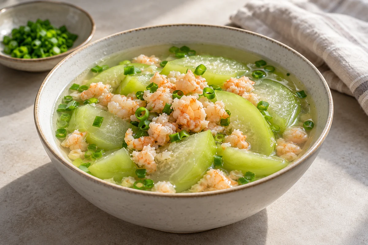 Soupe de courge calebasse aux crevettes
