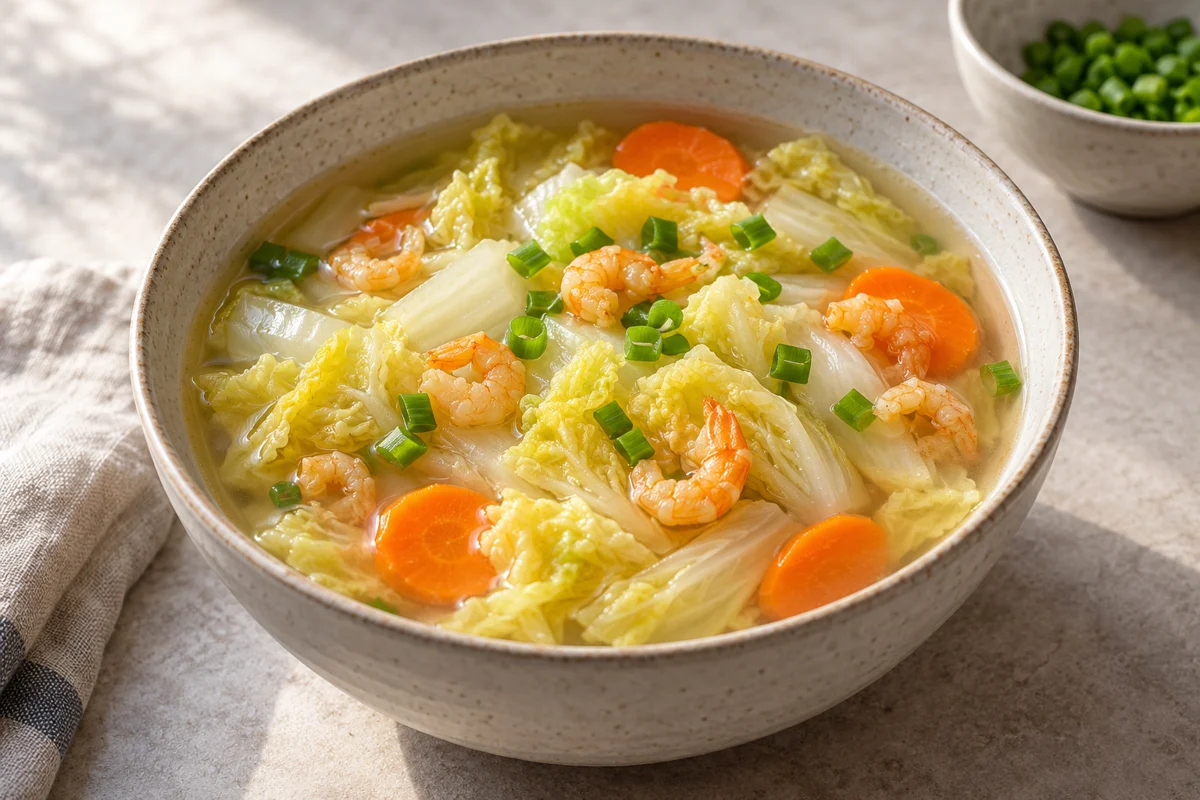 Soupe de chou chinois aux crevettes séchées