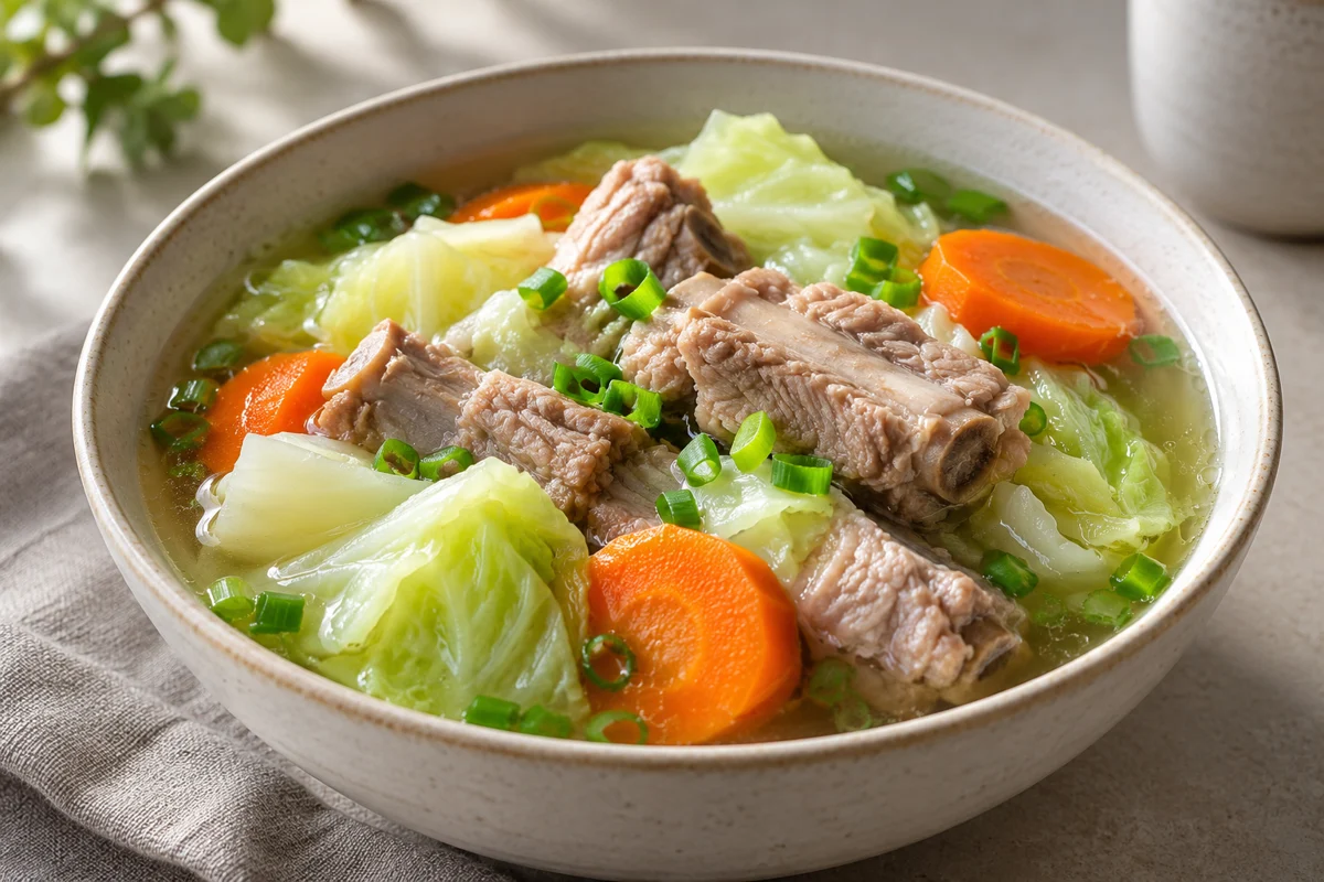 Soupe de travers de porc au chou et aux carottes