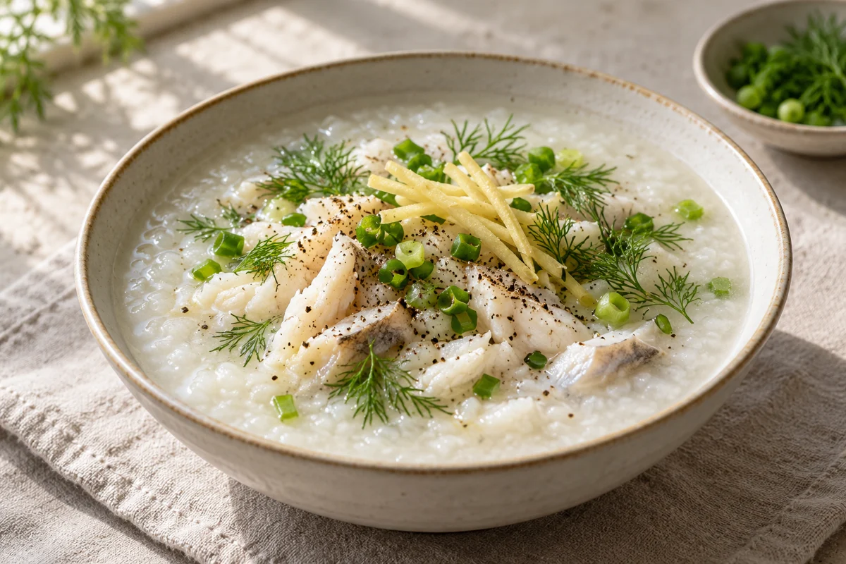 Porridge de riz au poisson, au gingembre et à l’aneth