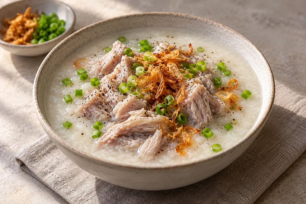 Porridge de riz soyeux aux travers de porc