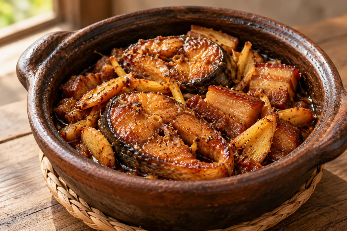 Poisson braisé au galanga et au porc